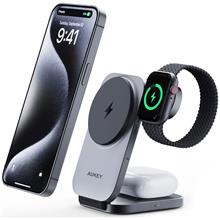 Aukey Lc-Mc312-Gy Magfusıon Z Qı2 15W Katlanabilir 3 Ü 1 Arada Mıknatıslı Kablosuz Şarj Cihazı 
