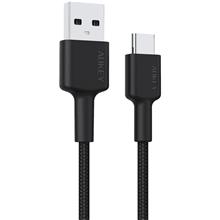 Aukey Cb-Cd30-Bk Naylon Örgülü Usb-A Type-C Şarj Kablosu 0.9Mt 