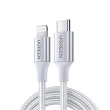 Ugreen Type-C To Lıghtnıng 3A  70525 Pd Mfi Sertifikalı Örgülü Hızlı Şarj Kablosu 2 Metre Gümüş  
