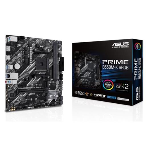 Asus Prıme B550M-K Argb Ddr4 5100Mhz 1Xhdmı 1Xdp 2Xm.2 Usb 3.2 Matx Am4 (Amd Am4 5000/4000 G/3000 Serisi İle Uyumlu) 