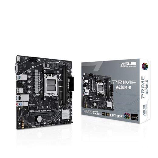 Asus Prıme A620M-K Ddr5 6400Mhz 1Xvga 1Xhdmı 1Xm.2 Usb 3.2 Matx Am5 ( Amd Am5 7000 Serisi İşlemci Uyumlu) 