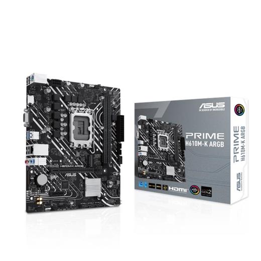 Asus Prıme H610M-K Argb Ddr5 5600Mhz 1Xvga 1Xhdmı 1Xm.2 Usb 3.2 Matx 1700P (12. / 13. Ve 14. Nesil İşlemci Uyumlu) 