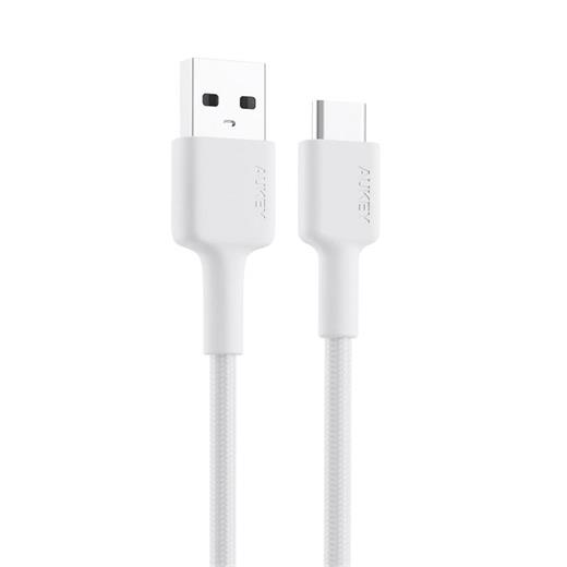 Aukey Cb-Cd30-Wh Naylon Örgülü Usb-A Type-C Şarj Kablosu 0.9Mt 