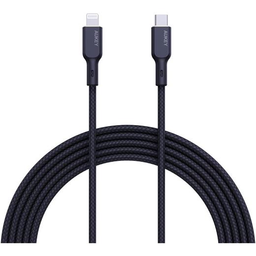 Aukey Cb-Ncl1-Bk Naylon Örgülü 3A 480Mbps Type-C Lıghtnıng Kablosu 1.8Mt 