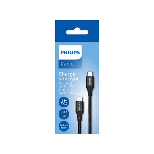 Phılıps Dlc5531C Type-C To Type-C 1,2Mt Pd 480 Mbps Siyah Örgülü Şarj Kablosu 