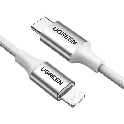 Ugreen Type-C To Lıghtnıng 3A  70525 Pd Mfi Sertifikalı Örgülü Hızlı Şarj Kablosu 2 Metre Gümüş  