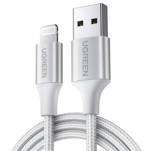Ugreen Lıghtnıng To Usb-A Örgülü Mfi Sertifikalı İphone Hızlı Şarj Kablosu 2 Metre Gümüş 60163 