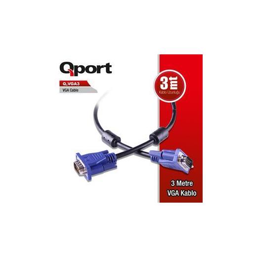 Qport Q-Vga3 15Pın Fıltrelı 3Mt Vga Kablo 