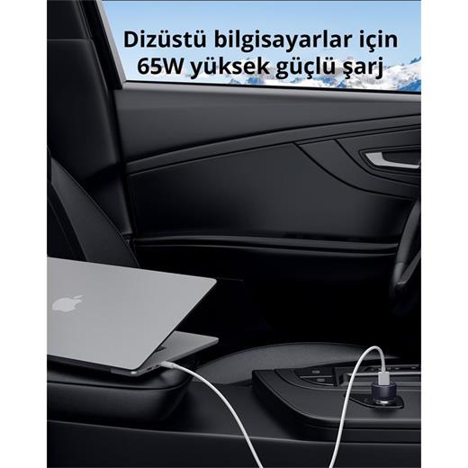 Aukey Cc-Y23-Bk 65W 2* Type-C Pd Araç Şarj Cihazı 