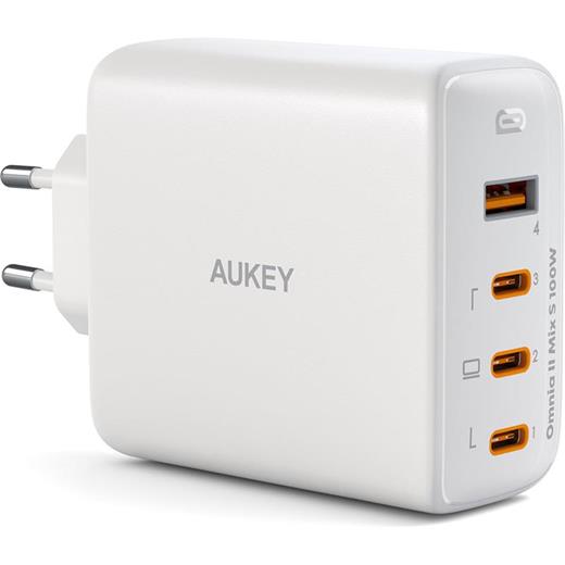 Aukey Pa-B7S-Wh 100W Dört Bağlantı Noktalı Pd Gan Duvar Şarj Cihazı 