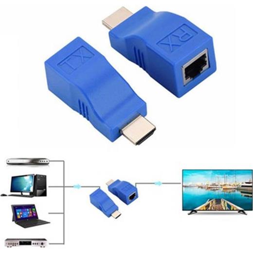 Senseı 30 Metre Hd-30 Cat6 Hdmı Extender İkili Mavi Adaptör 