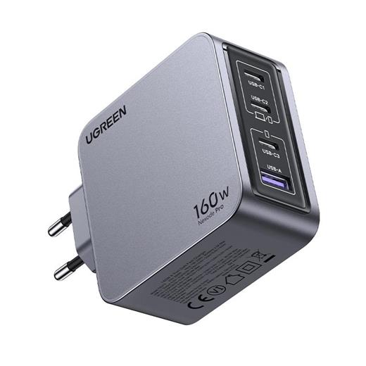Ugreen Nexode Pro 160W Gan Hızlı Şarj Cihazı 100W Kablolu Type-C Qc Pd 3Xusb-C 1Xusb-A Gri 25877 